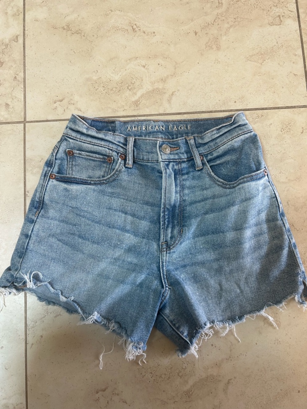 American Eagle Outfitters Light Blue High-Rise Denim Cutoff Shorts
